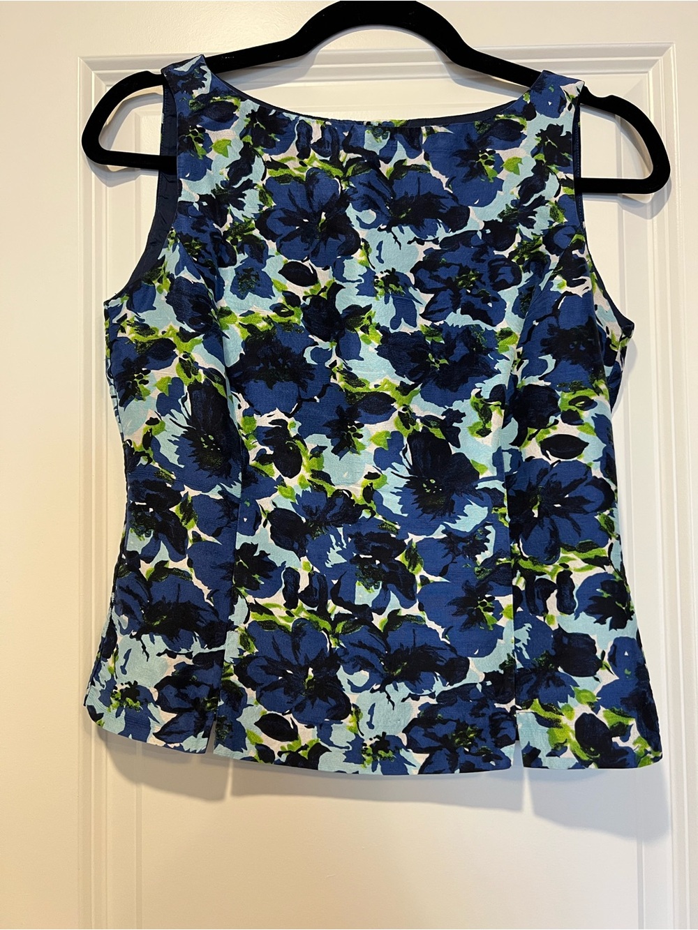 Coquette Chic Blue Floral Sleeveless Blouse Top Y2K Cottagecore